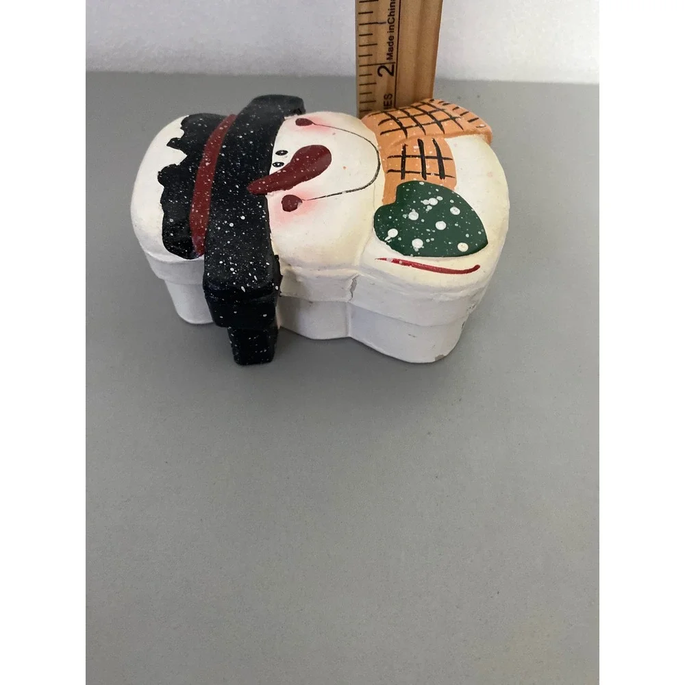 Hand Painted Snowman‎ Trinket Box Christmas Holiday Decor